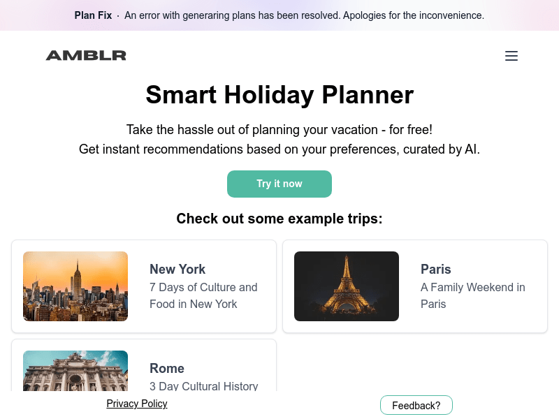 AMBLR - AI Travel Planner