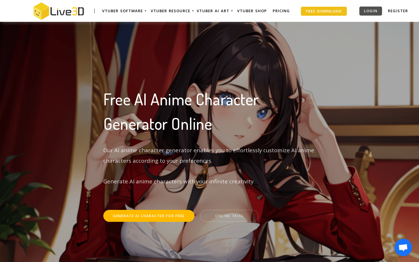 AI Anime Character Generator By Live3D