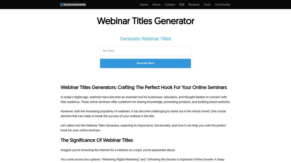 Webinar Titles Generator