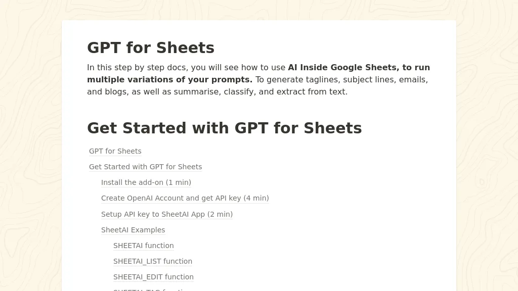 GPT For Sheets