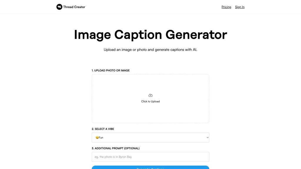 Threadcreator image caption generator