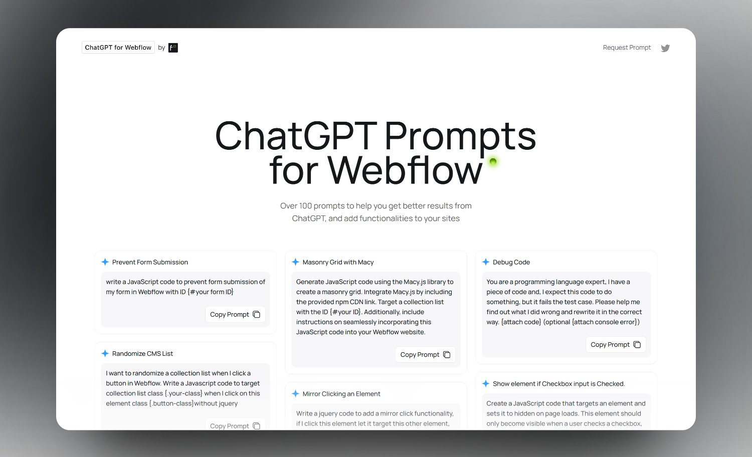 ChatGPT Prompts for Webflow