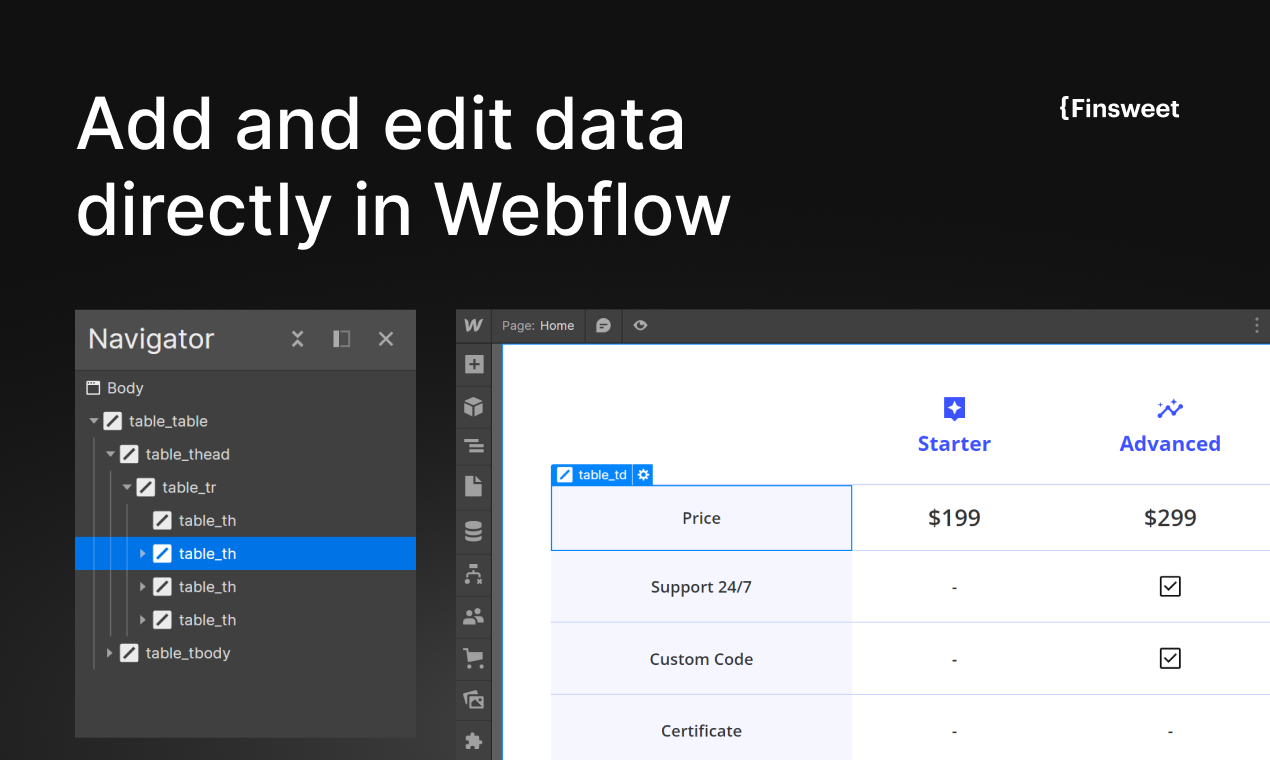 Finsweet Table for Webflow