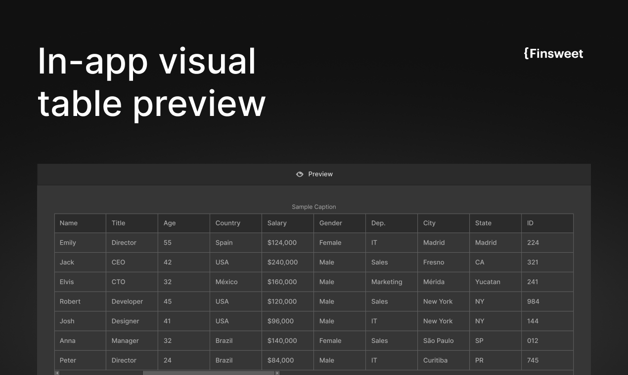 Finsweet Table for Webflow