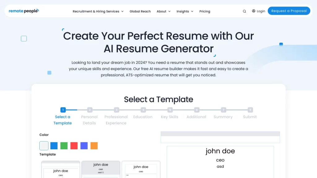 Remote People Resume Generator