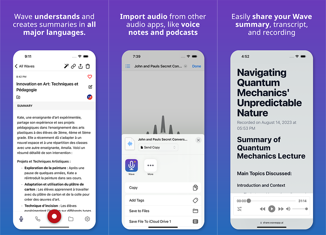 Wave AI Note Taker for iOS and Android