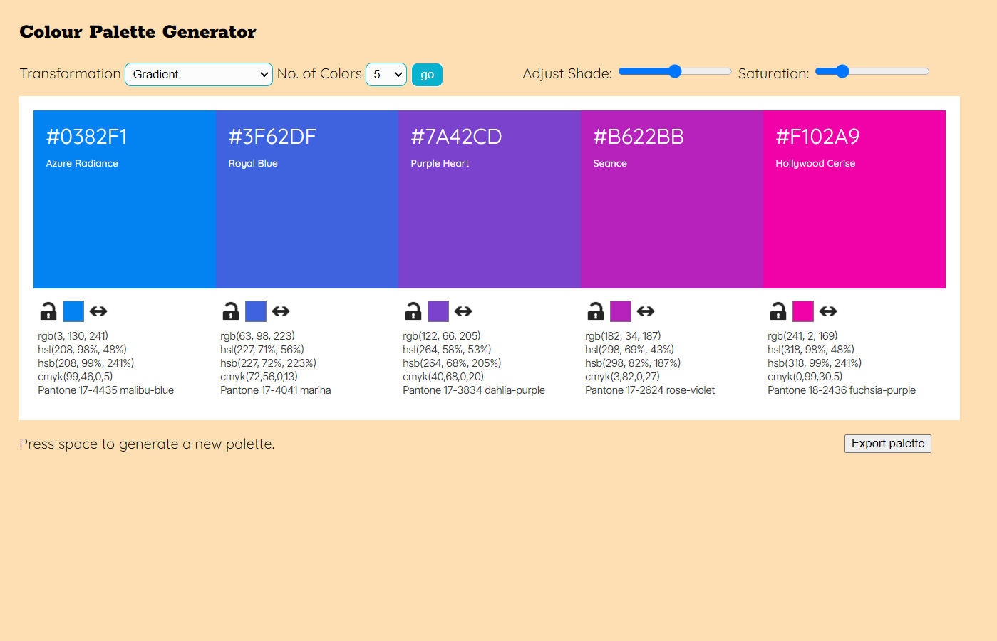 Colour Palette Generator