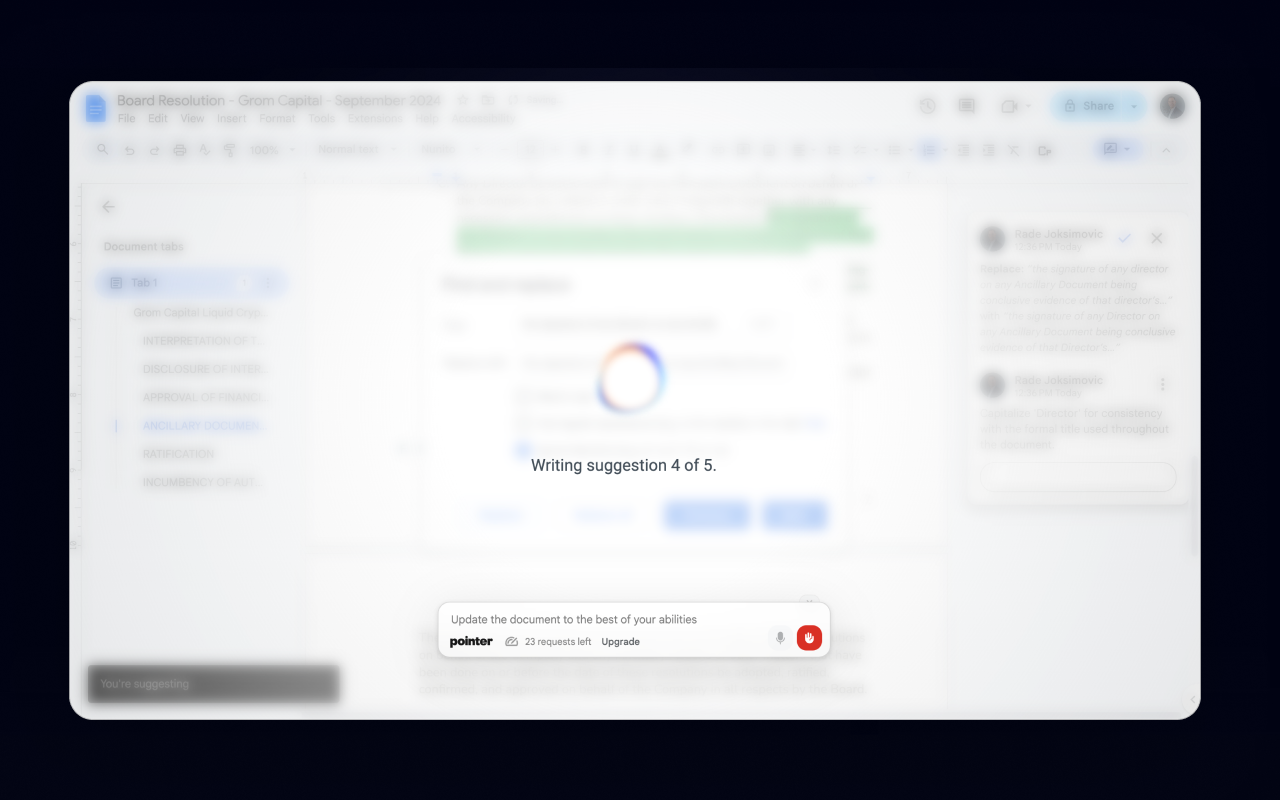 Pointer AI for Google Docs