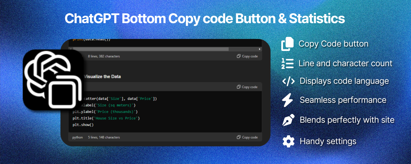 ChatGPT Copy Code Button & Statistics