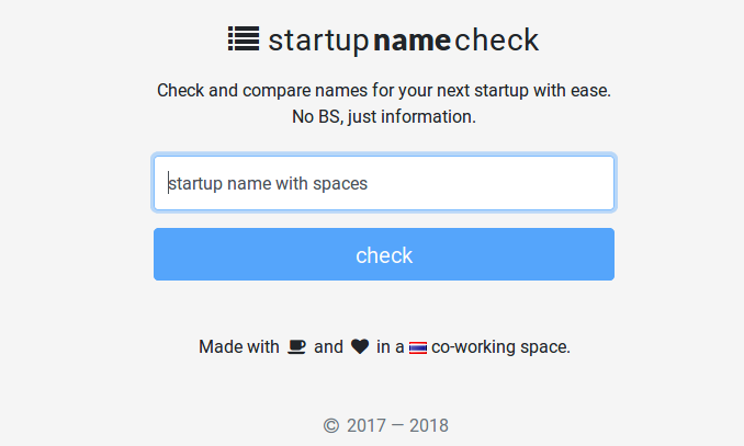 Startup Name Check