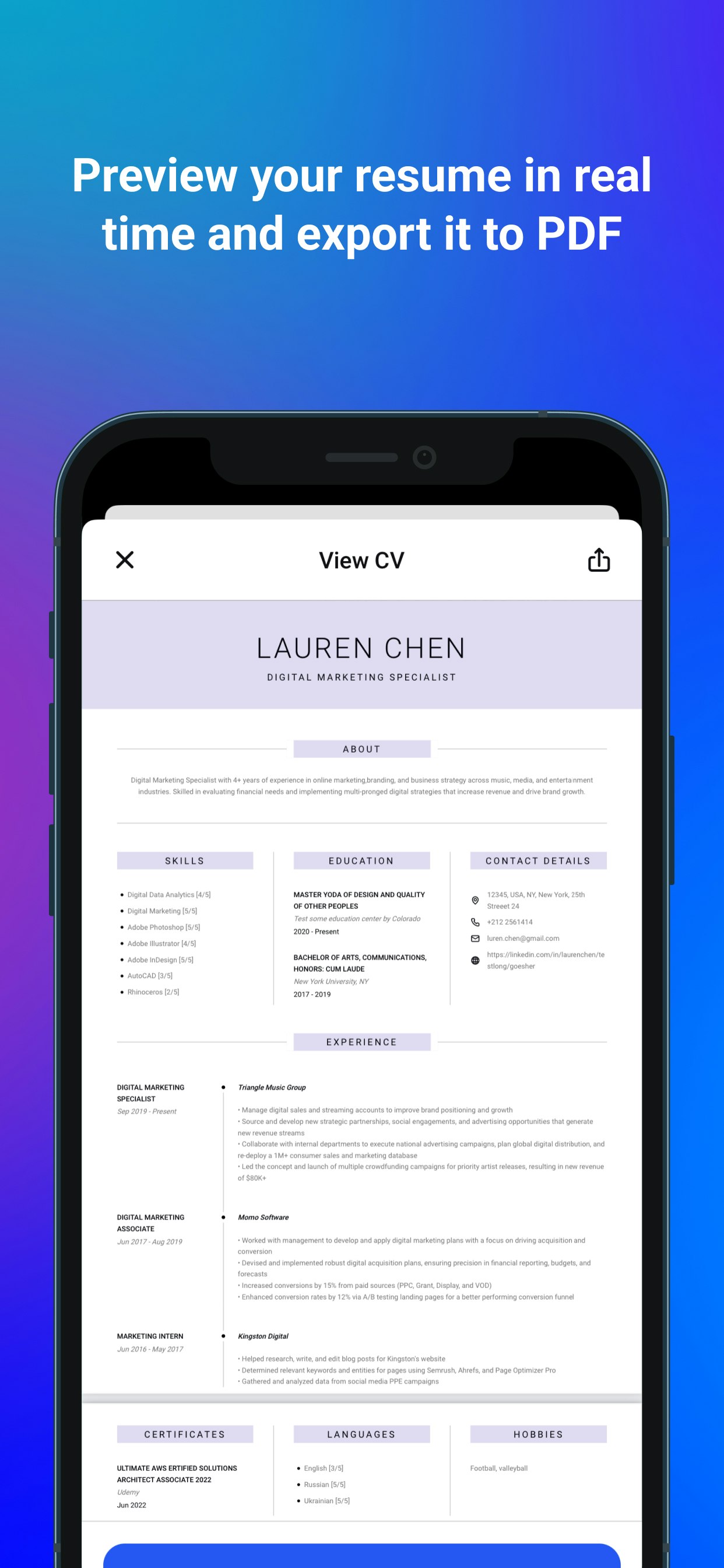 CV Maker: Create your resume