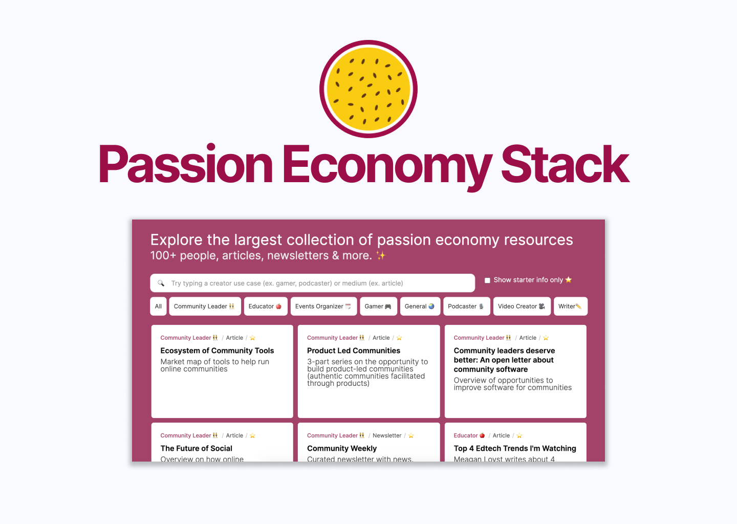 Passion Economy Stack