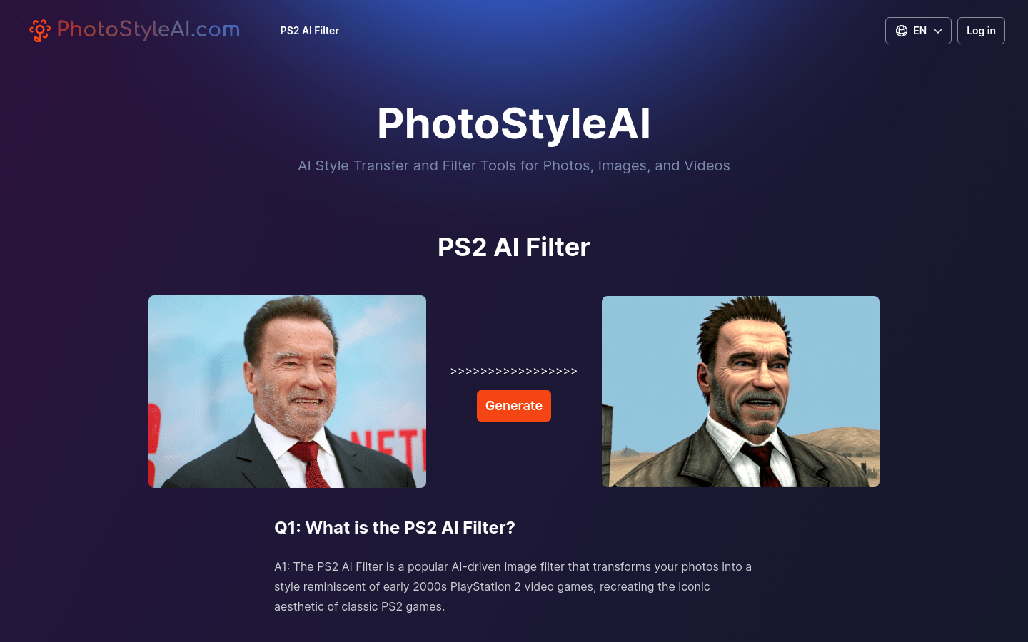 PS2 AI Filter by PhotoStyleAI