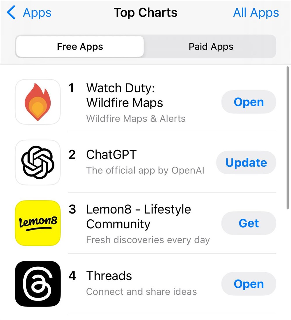 California fires force “Watch Duty” app to become the most popular download, surpassing ChatGPT to reach the top spot