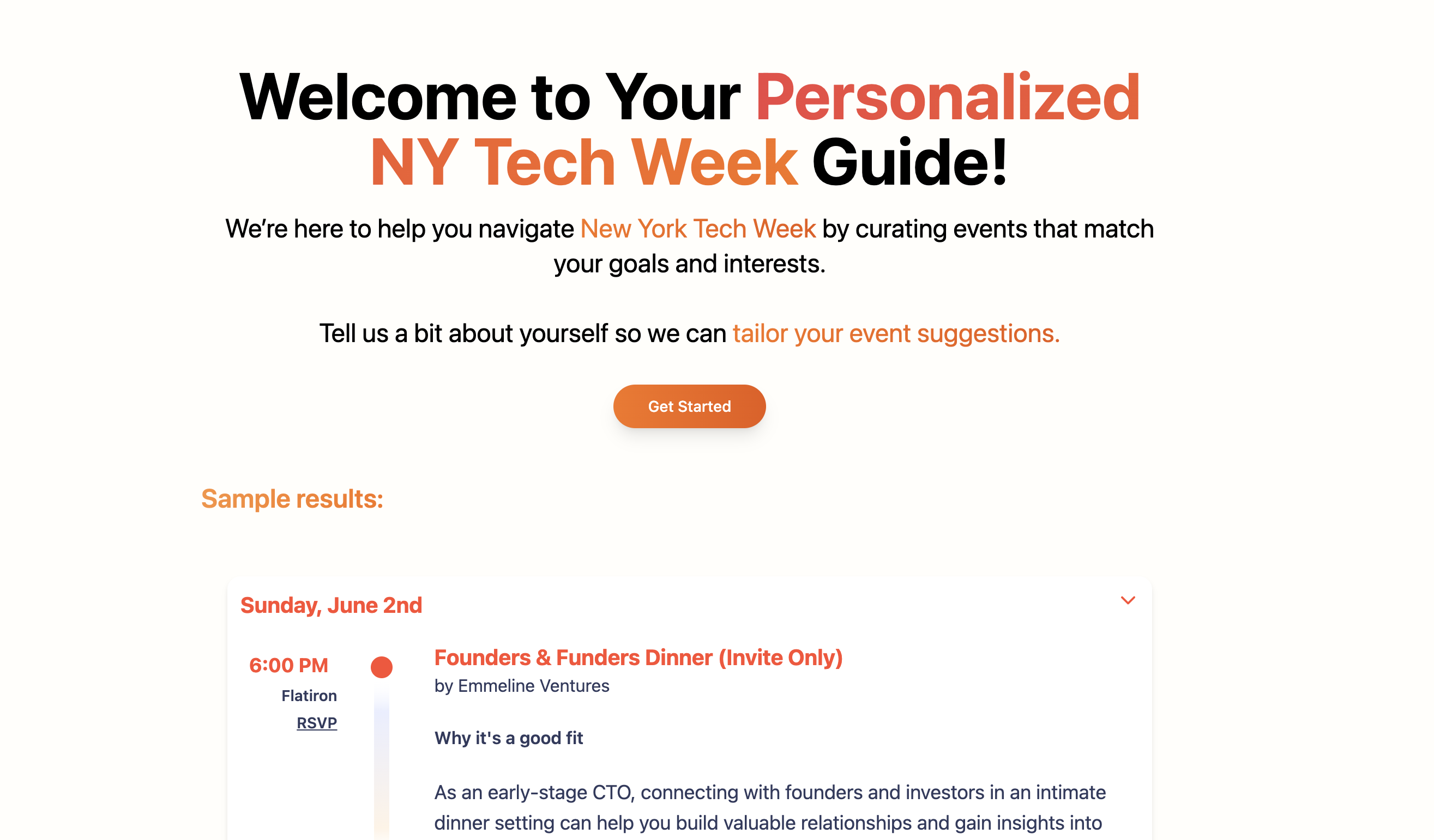 NY Tech Week AI Event Matcher