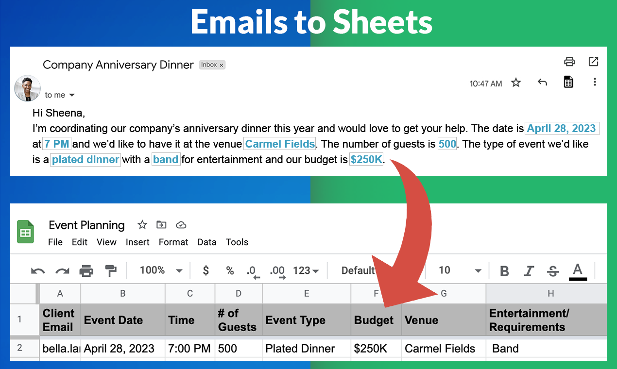 Export Emails to Sheets by cloudHQ