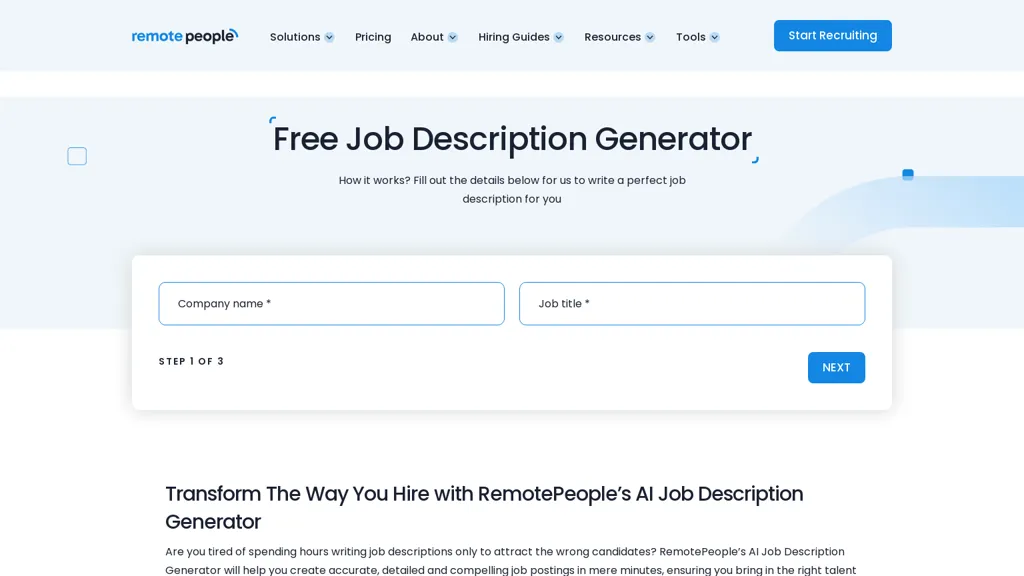 Recooty - Job Description Generator