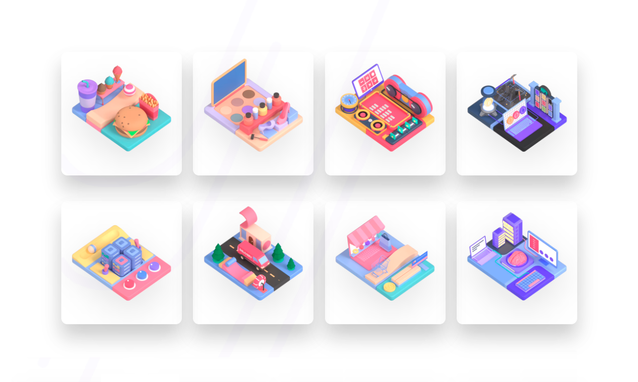 Isometric 3D Icons & Animated Scenes