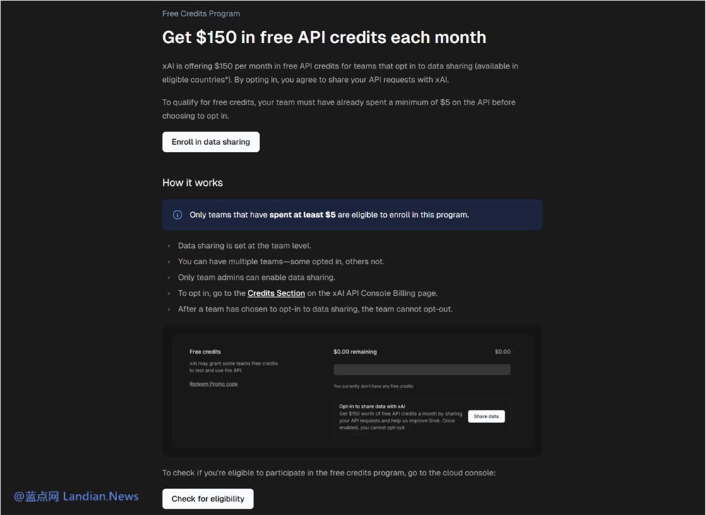 ​The first-time recharge activity of the xAI developer platform: you can enjoy a credit of $150 per month