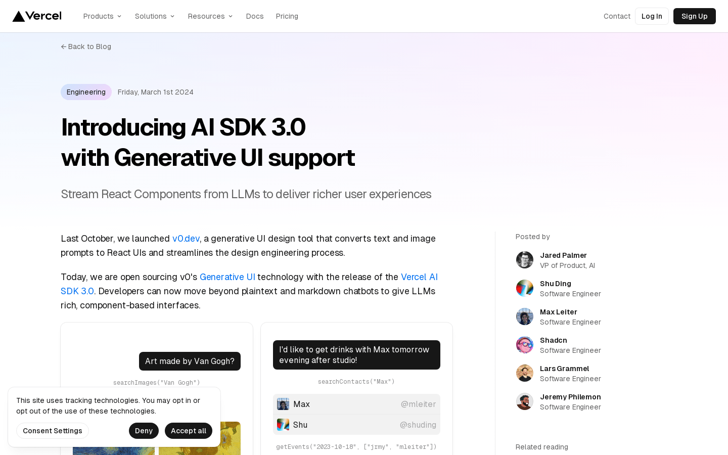 Vercel AI SDK 3.0