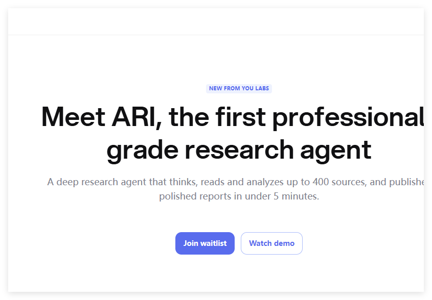 You.com launches ARI: AI-driven research tool that processes 400+ data sources