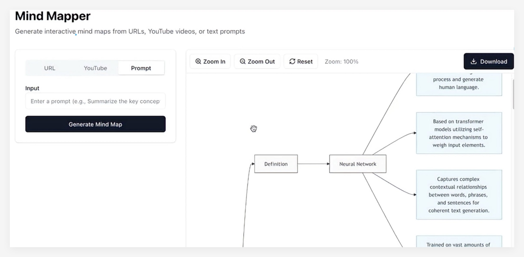 MindMapper: One-click generation of interactive mind map tools