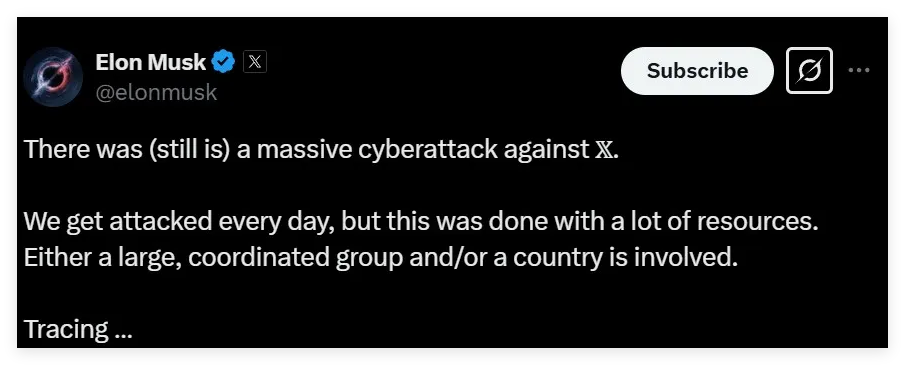 The truth about the X platform downtime: Musk says it was caused by a "massive cyber attack"