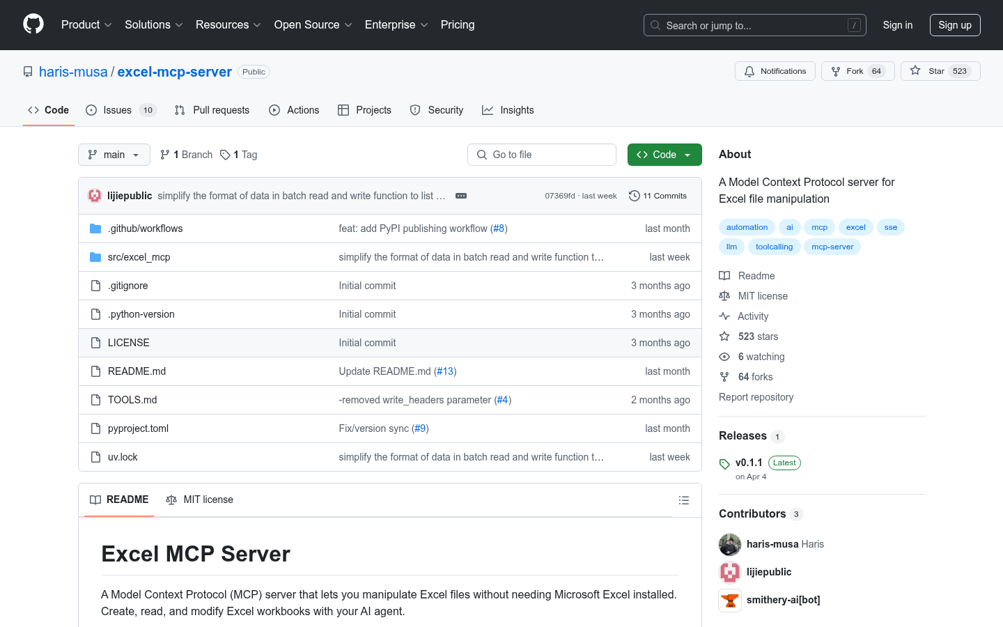 Excel MCP Server