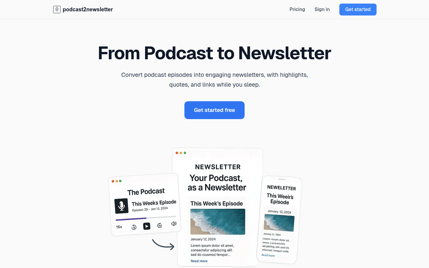 Podcast to Newsletter Generator