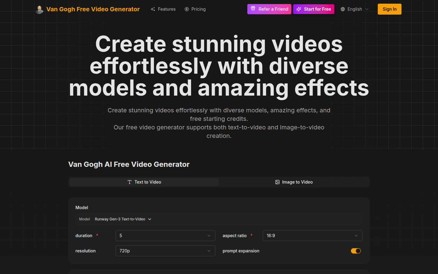 Van Gogh Free Video Generator
