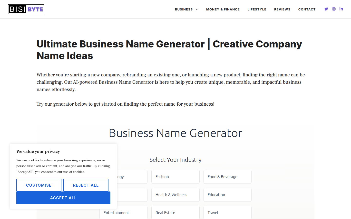 Bisibyte Business Name Generator