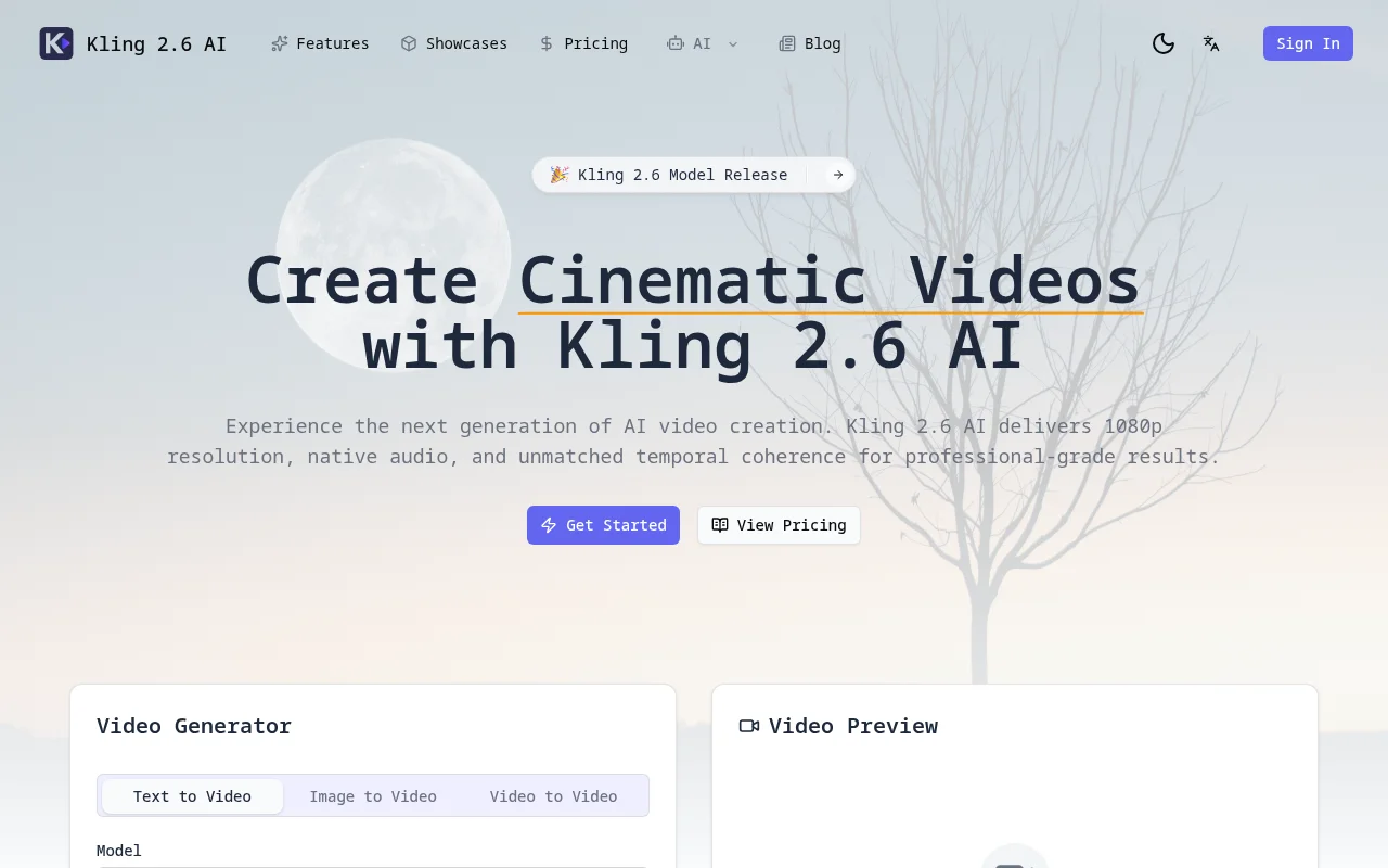 Kling 2.6 AI Video Generator