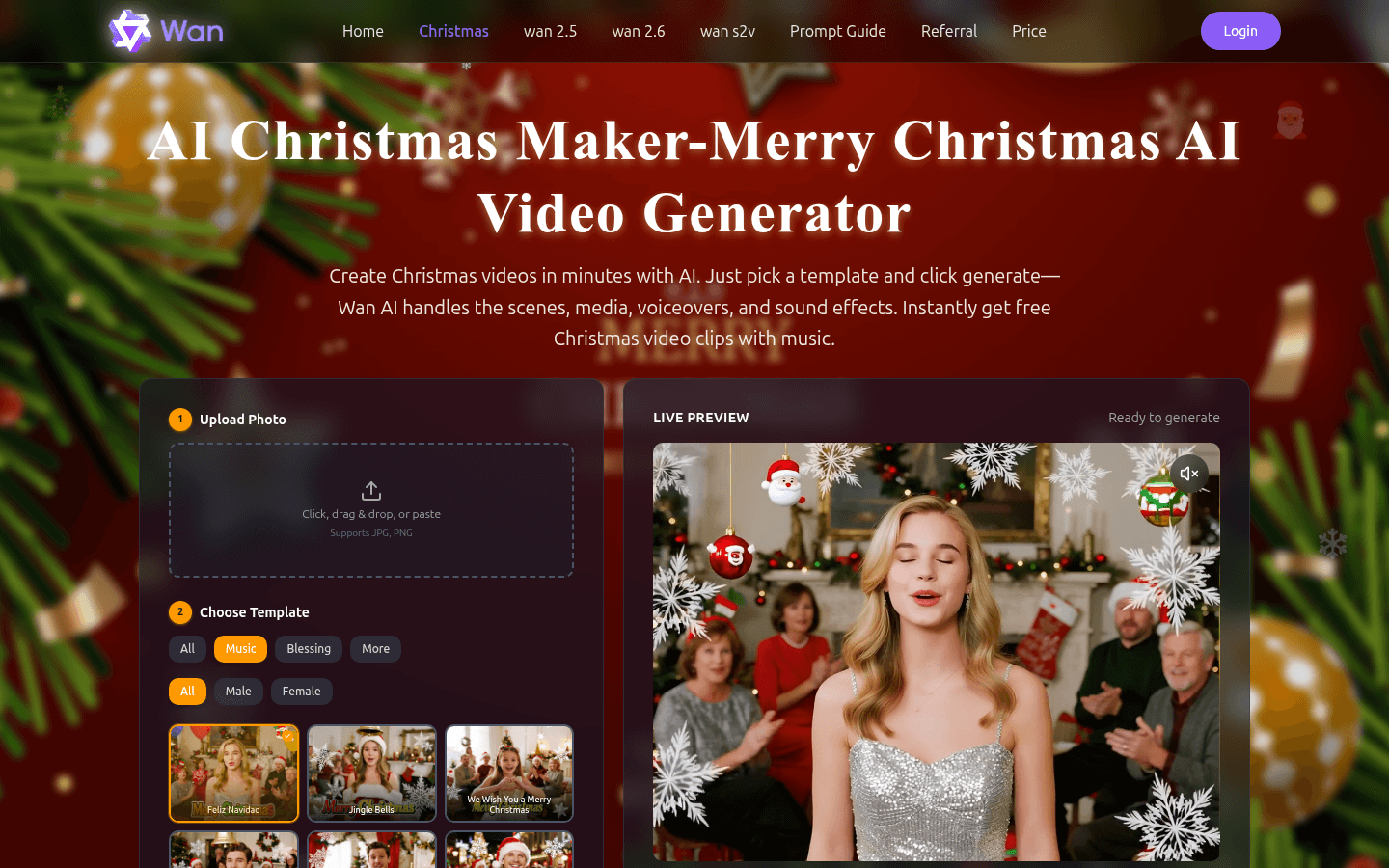 Merry Christmas AI video generator